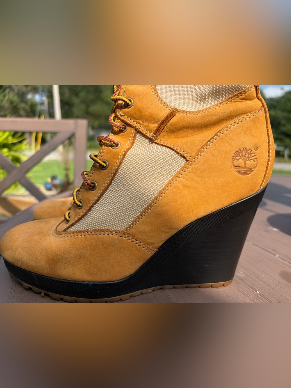 Rare Vintage Timberland Women's 14" Spring Point Lace-Up Wedge Boots size7 23617 - Picture 10 of 12